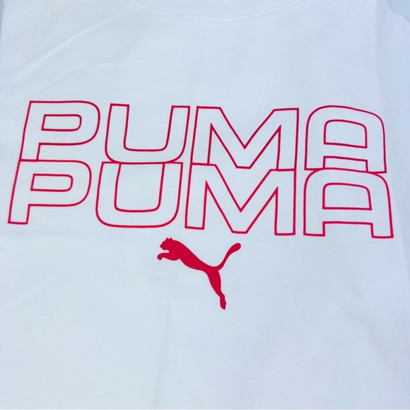 PUMA Women's White Logo Short Sleeve Tee Top Small NWT - Picture 3 of 6
